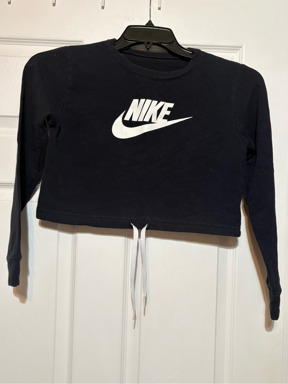 Nike Black Long-Sleeve sweatshirt with White Swoosh Logo